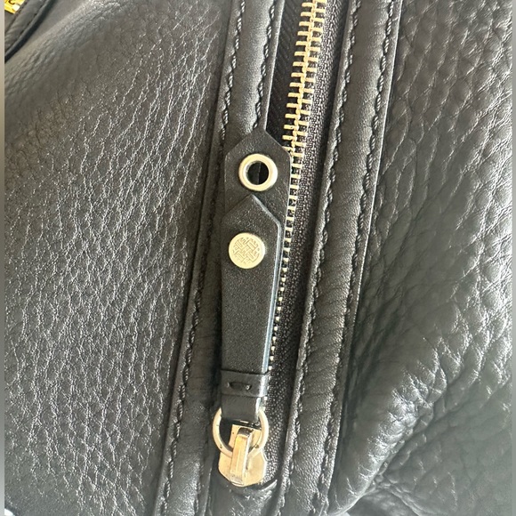 Cole Haan Black Pebble Leather Large Zip Top Tote With Silver Finish - Picture 5 of 14